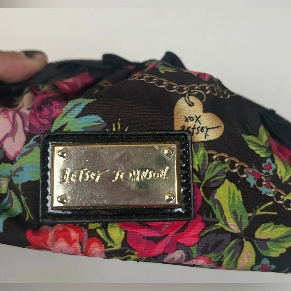 Betsey Johnson Black floral Cosmetic bag